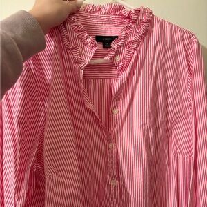 J. Crew Pink and White Striped Blouse (2X)